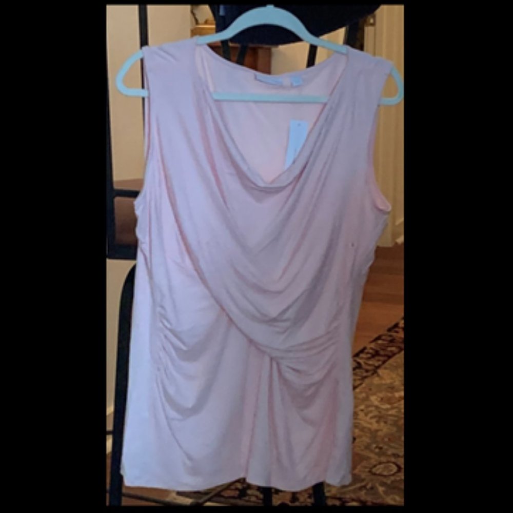 COPY - NY & Co Pink Sleeveless Draped Blouse with Roused Side  XL  NWT
